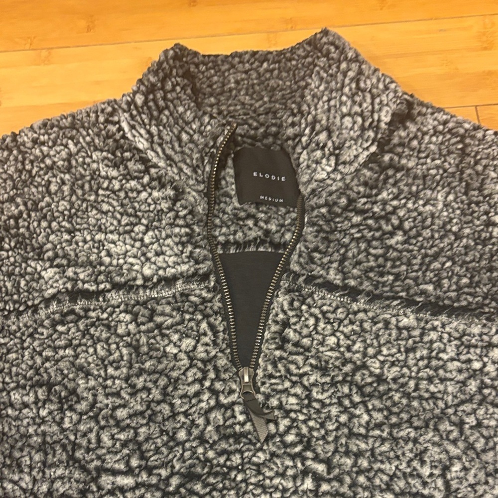 Elodie Charcoal Textured Zip Pullover - Picture 3 of 4